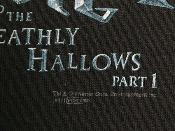 ハリーポッター 両面 プリント Tシャツ メンズ L / 映画 オフィシャル 当時物 ムービー グラフィック イラスト ヘビーウェイト 死の秘宝 黒