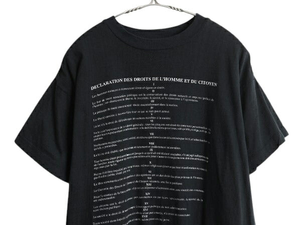 80s メッセージ プリント Tシャツ XXL 小さめ メンズ L 程 ユーロ ヴィンテージ シングルステッチ 黒 当時物 シンプル モノトーン ブラック