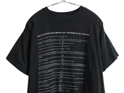 80s メッセージ プリント Tシャツ XXL 小さめ メンズ L 程 ユーロ ヴィンテージ シングルステッチ 黒 当時物 シンプル モノトーン ブラック