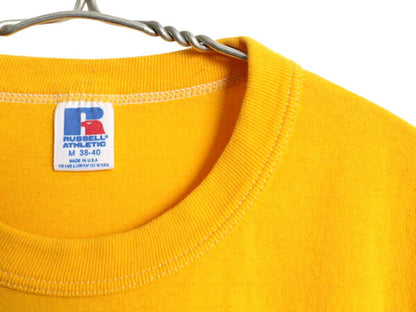 80s USA製 ウイングフット 4段 プリント Tシャツ メンズ レディース M ヴィンテージ カレッジ シングルステッチ ラッセル グラフィック 黄