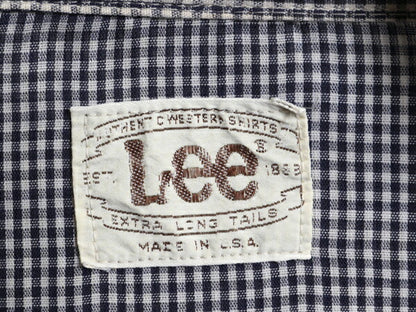 70s USA製 リー ギンガム チェック 長袖 ウエスタン シャツ メンズ M 程 ヴィンテージ 長袖シャツ ツートン シワになりにくい カジュアル
