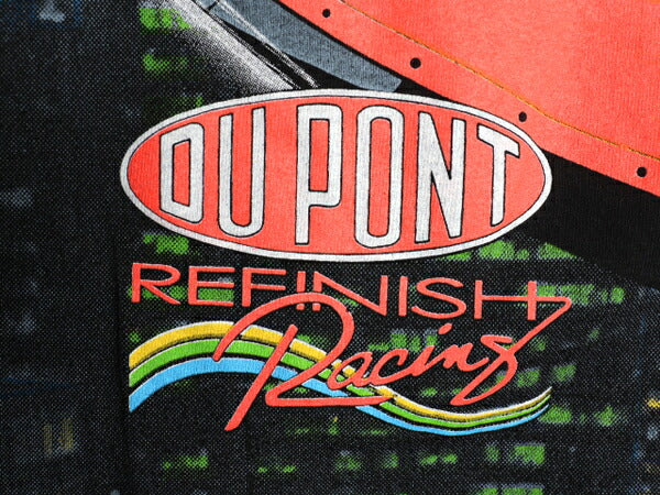 90s USA製 ナスカー イラスト 全面 プリント Tシャツ メンズ M 古着 オールド グラフィック モータースポーツ レース オールオーバー 黒