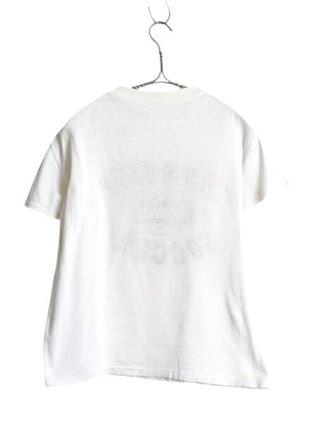 60s USA製 3段 カレッジ プリント Tシャツ M 小さめ メンズ S 程 ヴィンテージ シングルステッチ 100% コットン スポーツ サッカー 白 短丈