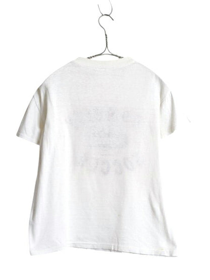 60s USA製 3段 カレッジ プリント Tシャツ M 小さめ メンズ S 程 ヴィンテージ シングルステッチ 100% コットン スポーツ サッカー 白 短丈