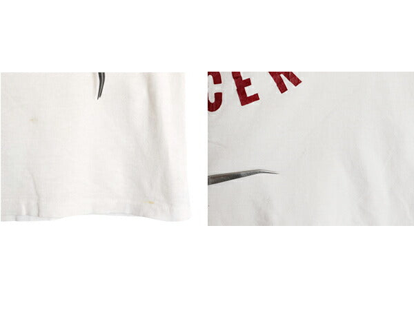 60s USA製 3段 カレッジ プリント Tシャツ M 小さめ メンズ S 程 ヴィンテージ シングルステッチ 100% コットン スポーツ サッカー 白 短丈