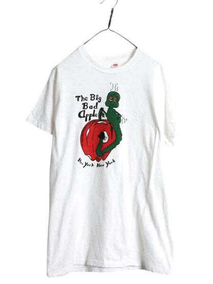70s USA製 キャラクター イラスト 染込み プリント Tシャツ メンズ レディース L ヴィンテージ シングルステッチ グラフィック ジョーク 白