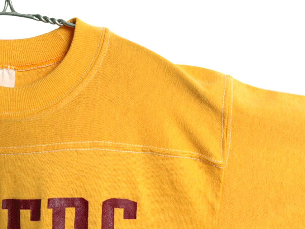 80s USA製 プリント フットボール Tシャツ メンズ M 程 ヴィンテージ NFL オイラーズ シングルステッチ ヘビーウェイト コットン イエロー