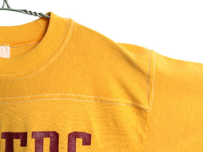 80s USA製 プリント フットボール Tシャツ メンズ M 程 ヴィンテージ NFL オイラーズ シングルステッチ ヘビーウェイト コットン イエロー