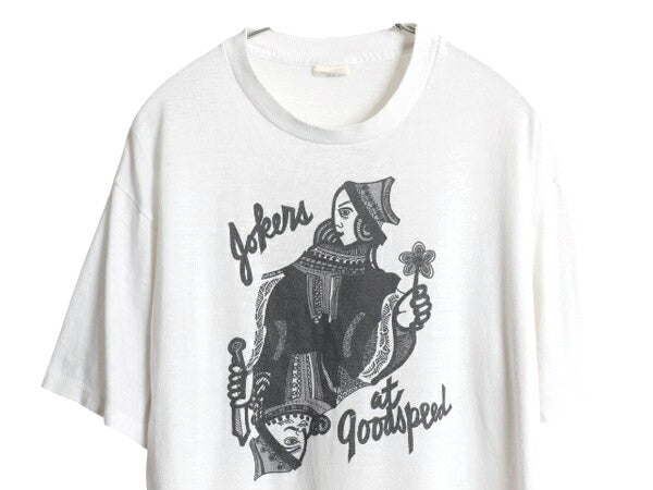 80s USA製 トランプ ジョーカー イラスト 染込み プリント Tシャツ XL 小さめ メンズ L 程/ ヴィンテージ 絵札 グラフィック ミュージカル