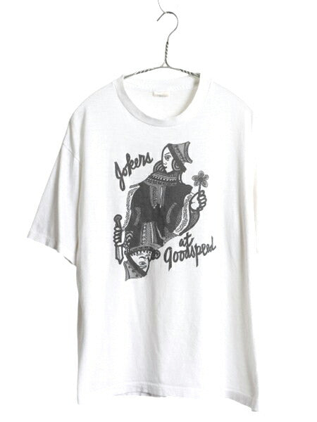80s USA製 トランプ ジョーカー イラスト 染込み プリント Tシャツ XL 小さめ メンズ L 程/ ヴィンテージ 絵札 グラフィック ミュージカル