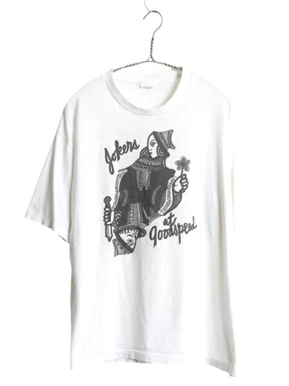 80s USA製 トランプ ジョーカー イラスト 染込み プリント Tシャツ XL 小さめ メンズ L 程/ ヴィンテージ 絵札 グラフィック ミュージカル