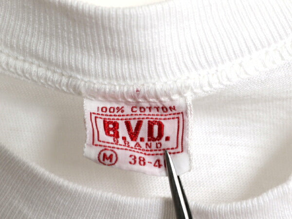 60s USA製 BVD 無地 半袖 Tシャツ M 小さめ メンズ S 程 ヴィンテージ 100% コットン シングルステッチ インナー アンダーシャツ ホワイト