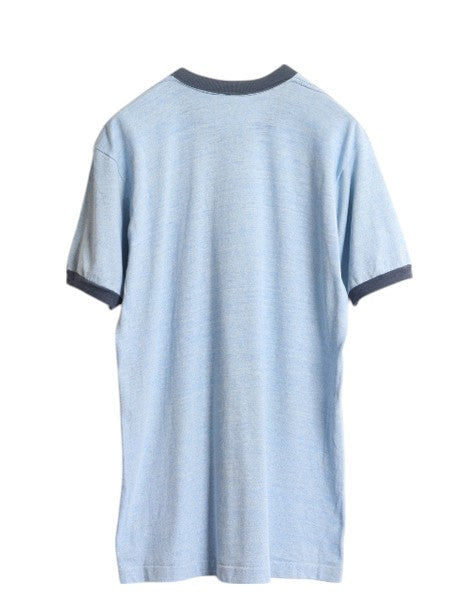 70s USA製 タウンクラフト 無地 リンガー Tシャツ メンズ L 小さめ M 程 ヴィンテージ シングルステッチ ツートン ブランク 霜降り ブルー