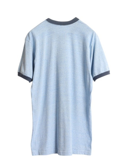 70s USA製 タウンクラフト 無地 リンガー Tシャツ メンズ L 小さめ M 程 ヴィンテージ シングルステッチ ツートン ブランク 霜降り ブルー