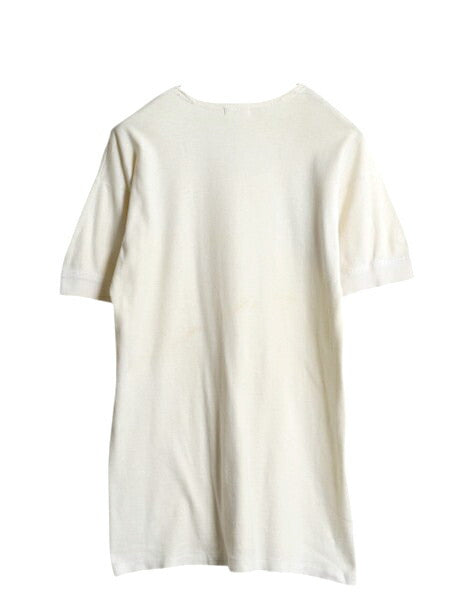 50s 60s Crowntex ラウンドネック 無地 半袖 Tシャツ メンズ L 程 / ヴィンテージ 100% コットン シングルステッチ インナー リブ付き 白