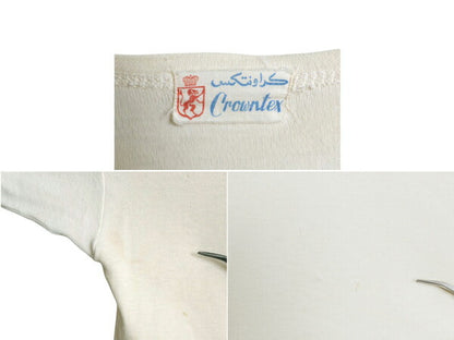 50s 60s Crowntex ラウンドネック 無地 半袖 Tシャツ メンズ L 程 / ヴィンテージ 100% コットン シングルステッチ インナー リブ付き 白