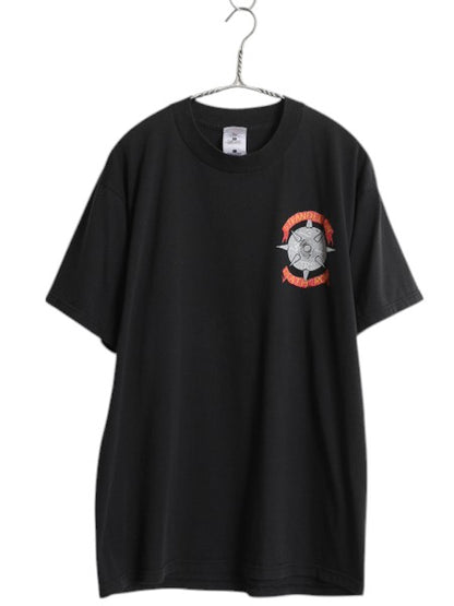 00s ミリタリー イラスト 両面 プリント Tシャツ メンズ L / 古着 オールド グラフィック キャラクター メッセージ USAF 空軍 スクール 黒