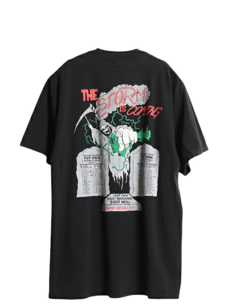 00s ミリタリー イラスト 両面 プリント Tシャツ メンズ L / 古着 オールド グラフィック キャラクター メッセージ USAF 空軍 スクール 黒