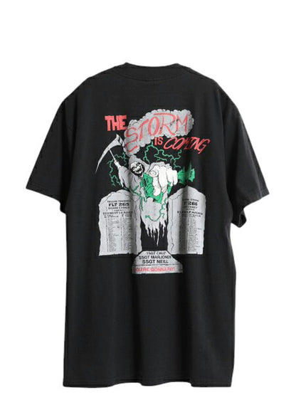 00s ミリタリー イラスト 両面 プリント Tシャツ メンズ L / 古着 オールド グラフィック キャラクター メッセージ USAF 空軍 スクール 黒