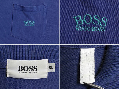 90s 大きいサイズ XL ■ ヒューゴボス ポケット付き 鹿の子 半袖 ポロシャツ メンズ / 90年代 オールド HUGO BOSS ワンポイント 半袖シャツ