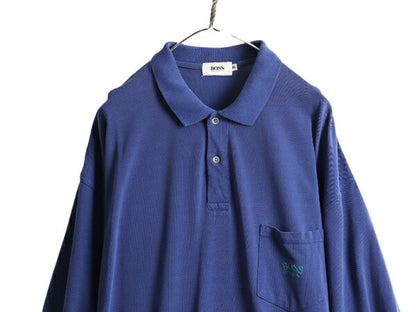 90s 大きいサイズ XL ■ ヒューゴボス ポケット付き 鹿の子 半袖 ポロシャツ メンズ / 90年代 オールド HUGO BOSS ワンポイント 半袖シャツ