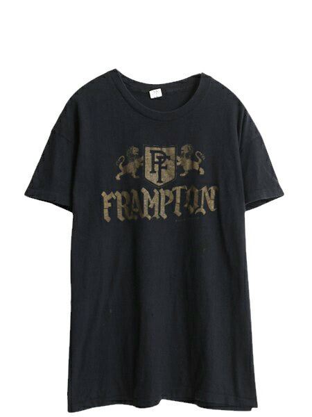 70s USA製 ピーター フランプトン ロゴ イラスト プリント Tシャツ XL 小さめ メンズ L / ヴィンテージ ロック シングルステッチ 黒 当時物