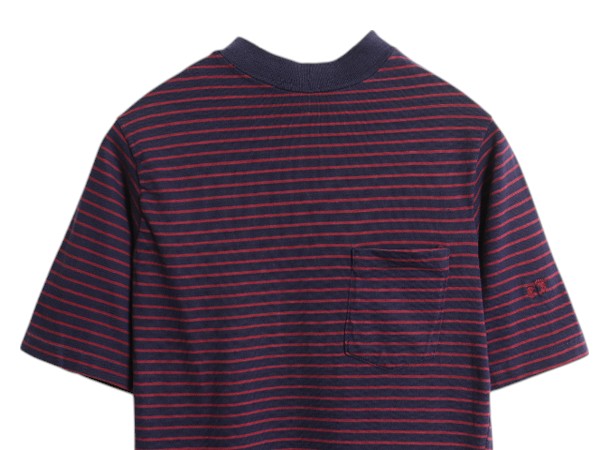 70s ハンテン ポケット付き ボーダー 半袖 Tシャツ メンズ レディース XS 程 ヴィンテージ ポケT サーフ ツートン 当時物 シングルステッチ