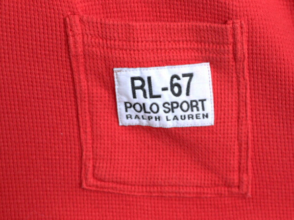90s ポロスポーツ ラルフローレン サーマル 半袖 ポロシャツ メンズ XL / オールド ポロ ヘビーウェイト 鹿の子 大きいサイズ ポケット付き