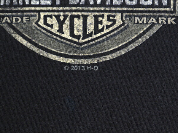 ハーレー ダビットソン 両面 プリント Tシャツ メンズ L / 古着 オフィシャル ヘビーウェイト イーグル バイク イラスト グラフィック 黒