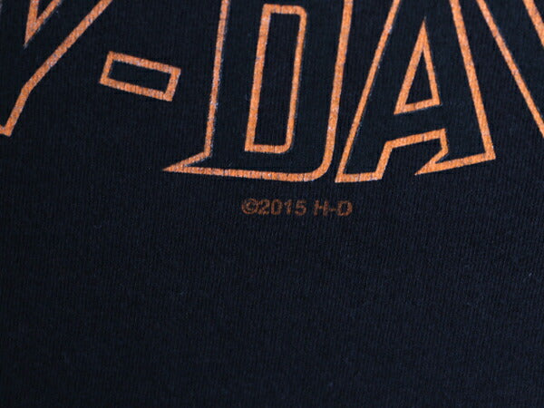 ハーレー ダビットソン 両面 プリント Tシャツ メンズ XL 程/ オフィシャル ヘビーウェイト ファイヤー バイク イラスト 大きいサイズ 黒
