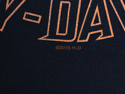 ハーレー ダビットソン 両面 プリント Tシャツ メンズ XL 程/ オフィシャル ヘビーウェイト ファイヤー バイク イラスト 大きいサイズ 黒