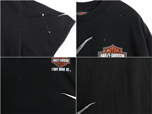 ハーレー ダビットソン 両面 プリント Tシャツ メンズ L / 古着 オフィシャル バイク イラスト グラフィック ヘビーウェイト メッセージ 黒