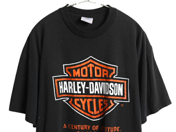 00s ハーレー ダビットソン 両面 プリント Tシャツ メンズ L / オールド バイク スカル イーグル イラスト グラフィック デイトナビーチ 黒