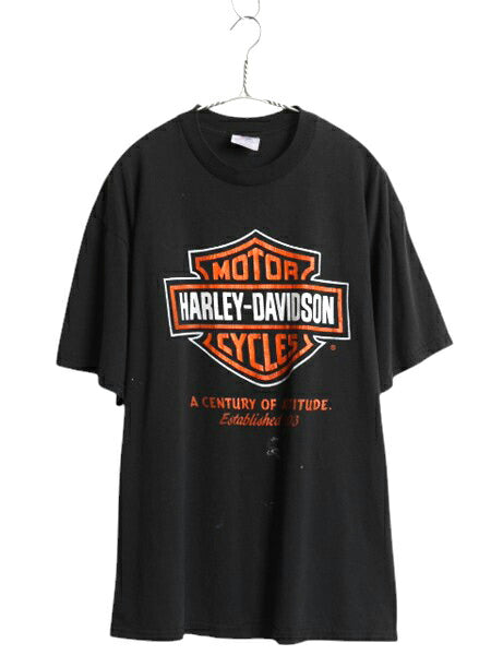 00s ハーレー ダビットソン 両面 プリント Tシャツ メンズ L / オールド バイク スカル イーグル イラスト グラフィック デイトナビーチ 黒