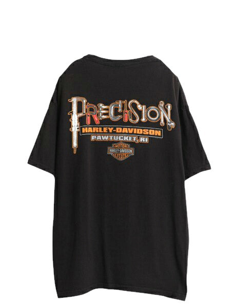 ハーレー ダビットソン 両面 プリント Tシャツ メンズ XL 程 オフィシャル バイク イラスト グラフィック ヘビーウェイト 大きいサイズ 黒