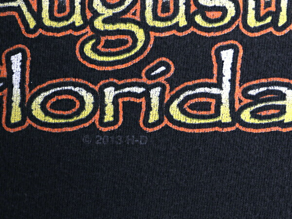 ハーレー ダビットソン 両面 プリント Tシャツ メンズ L / 古着 オフィシャル バイク イーグル イラスト グラフィック ヘビーウェイト 黒