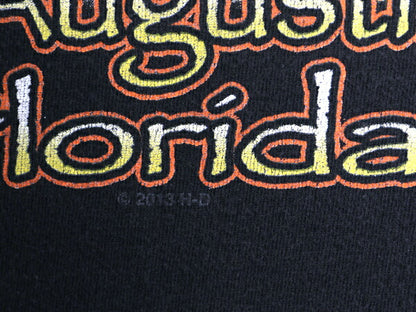ハーレー ダビットソン 両面 プリント Tシャツ メンズ L / 古着 オフィシャル バイク イーグル イラスト グラフィック ヘビーウェイト 黒