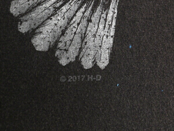 ハーレー ダビットソン 両面 プリント Tシャツ メンズ L / 古着 オフィシャル バイク イーグル イラスト グラフィック ヘビーウェイト 黒