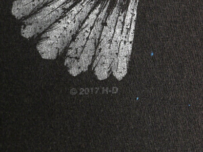 ハーレー ダビットソン 両面 プリント Tシャツ メンズ L / 古着 オフィシャル バイク イーグル イラスト グラフィック ヘビーウェイト 黒