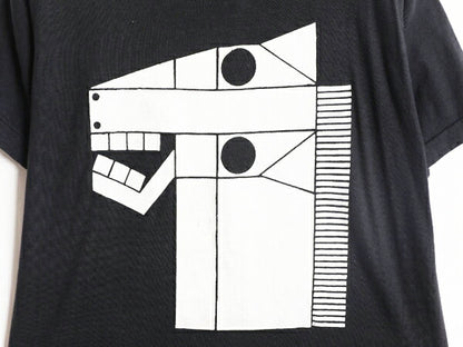 70s USA製 キュビスム ウマ アート プリント Tシャツ L 小さめ メンズ S 程 ヴィンテージ グラフィック キャラクター シングルステッチ 黒