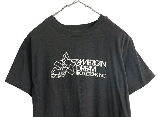 デッドストック 70s USA製 企業 ロゴ グラフィック アート プリント Tシャツ XL 小さめ メンズ M 70年代 ヴィンテージ シングルステッチ 黒