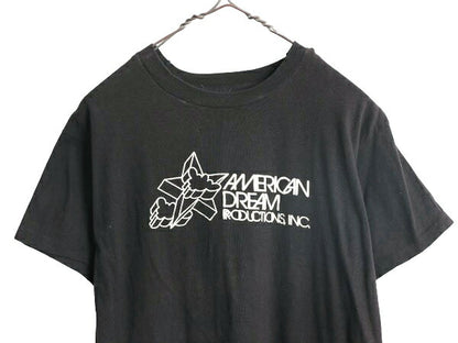 デッドストック 70s USA製 企業 ロゴ グラフィック アート プリント Tシャツ XL 小さめ メンズ M 70年代 ヴィンテージ シングルステッチ 黒