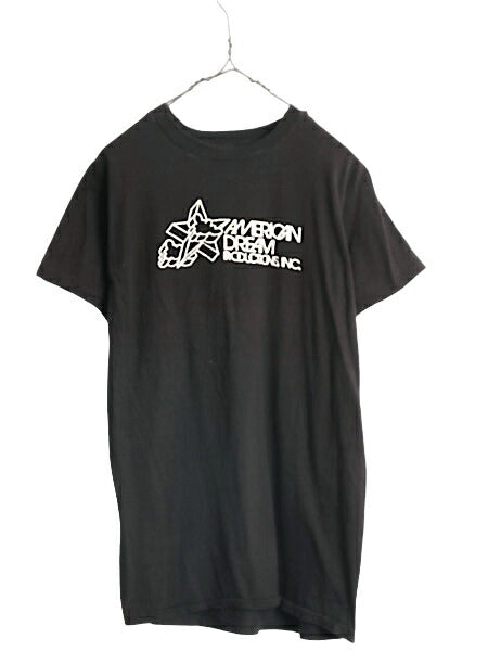 デッドストック 70s USA製 企業 ロゴ グラフィック アート プリント Tシャツ XL 小さめ メンズ M 70年代 ヴィンテージ シングルステッチ 黒