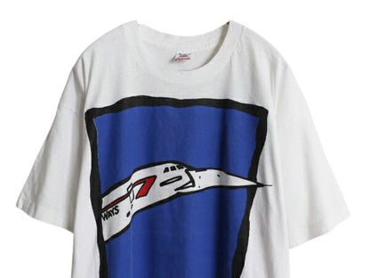 90s USA製 アート 両面 イラスト プリント Tシャツ メンズ XL 古着 オールド グラフィック 大きいサイズ シングルステッチ 当時物 ホワイト