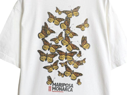 90s チョウ アート イラスト 両面 プリント Tシャツ メンズ XL 小さめ L / 古着 オールド 昆虫 グラフィック ヘビーウェイト スーベニア 白