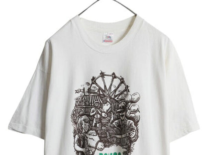 90s USA製 アート イラスト プリント Tシャツ メンズ XL オールド グラフィック 大きいサイズ ヘビーウェイト シングルステッチ 当時物 白