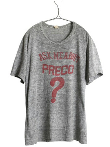 60s USA製 ラッセル 企業物 3段 染込み プリント Tシャツ XL 小さめ メンズ L 程 初期 金タグ ヴィンテージ シングルステッチ 100%コットン