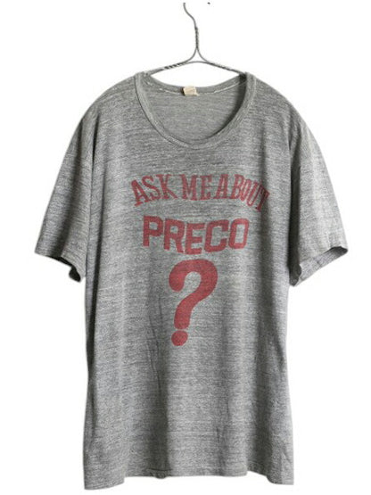 60s USA製 ラッセル 企業物 3段 染込み プリント Tシャツ XL 小さめ メンズ L 程 初期 金タグ ヴィンテージ シングルステッチ 100%コットン