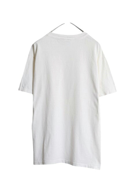 90s USA製 サイクリング イラスト プリント Tシャツ メンズ L 古着 オールド ワンポイント グラフィック チャンピオン シングルステッチ 白