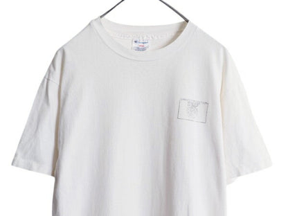 90s USA製 サイクリング イラスト プリント Tシャツ メンズ L 古着 オールド ワンポイント グラフィック チャンピオン シングルステッチ 白